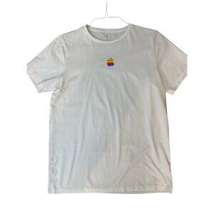 Vintage Apple Macintosh Rainbow Logo White T Shirt Single Stitch Y2K Medium